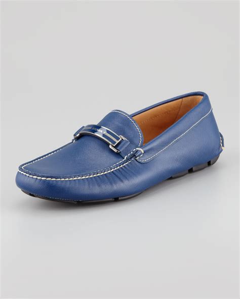 prada mens blue loafers|Prada driving loafers men's.